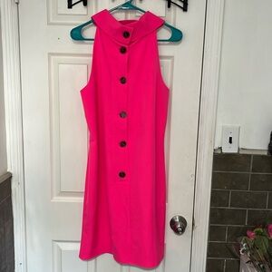 Sale to stable women’s pink button down dress w high neck size medium stunning